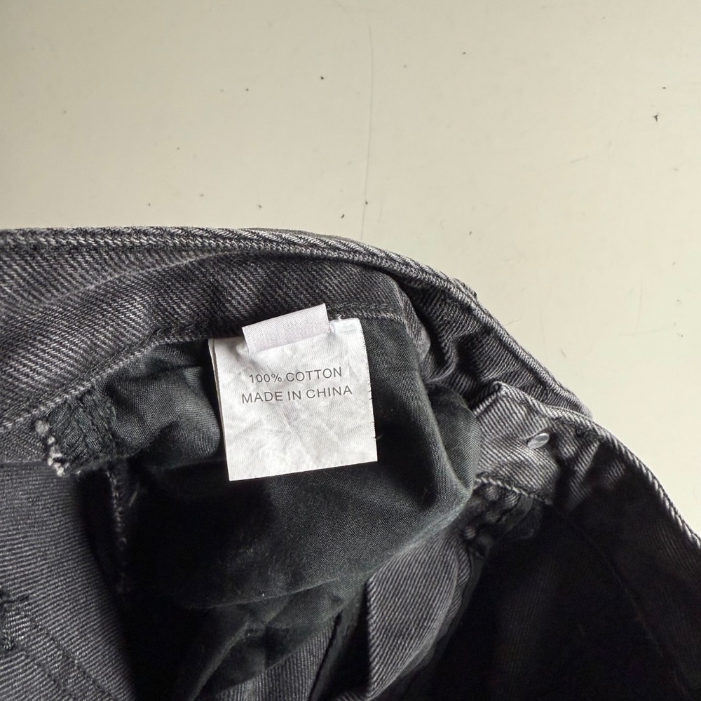 Princess Polly Distressed Wide Leg Black Denim High Rise Jeans 34 x 28 Size 10 - Picture 6 of 11